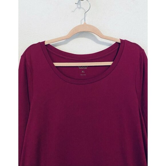 LOGO Lori Goldstein Top Womens XL Dark Pink Tunic Layered Ruffle Hem Pockets - Picture 2 of 8